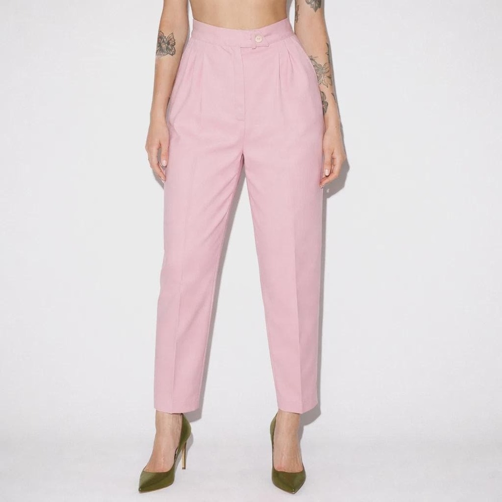 80s Vintage Womens Pastel Pink Pleated Pants XS 2 High Waist Casual Office